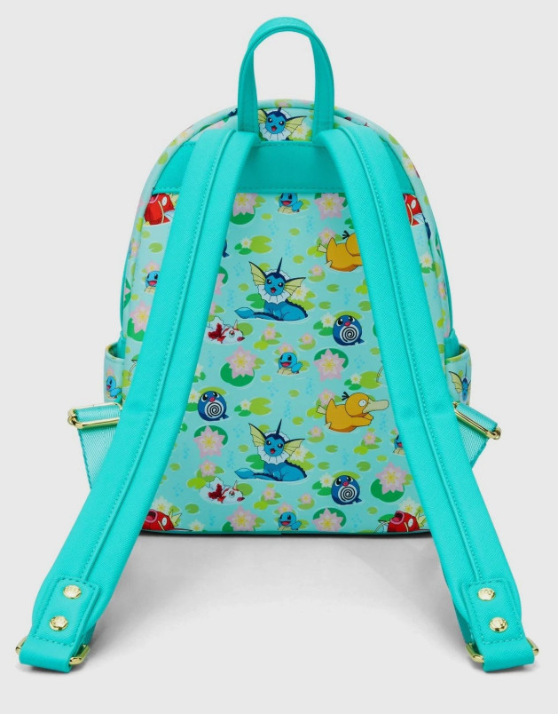 Loungefly Mini Backpack: POKEMON Water Type Lily Pad Blue All Over Print
