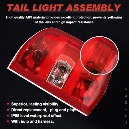 Tail Light Assembly Compatible With 2007-2013 Chevy Left Driver Side Red Border