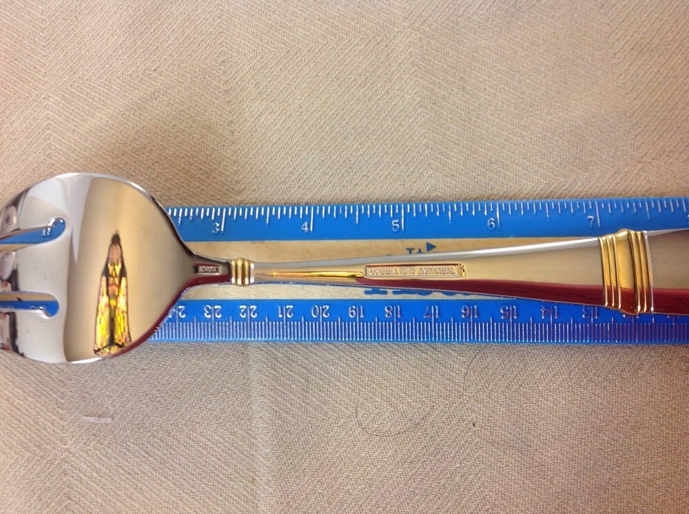 Oneida Golden ASTRAGAL Cold Meat Large Serving Fork New