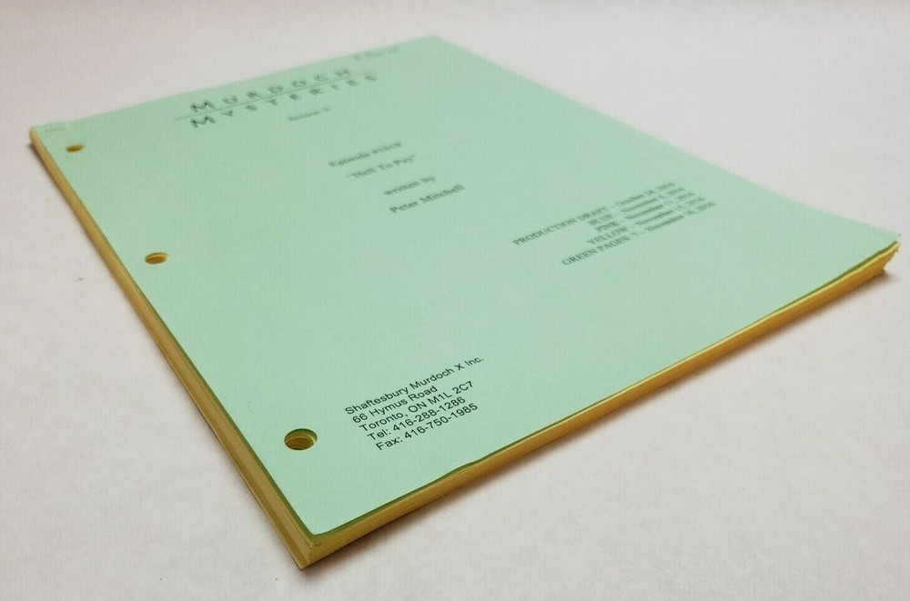MURDOCH MYSTERIES / Peter Mitchell 2016 TV Script, THOMAS CRAIG "Hell to Pay"