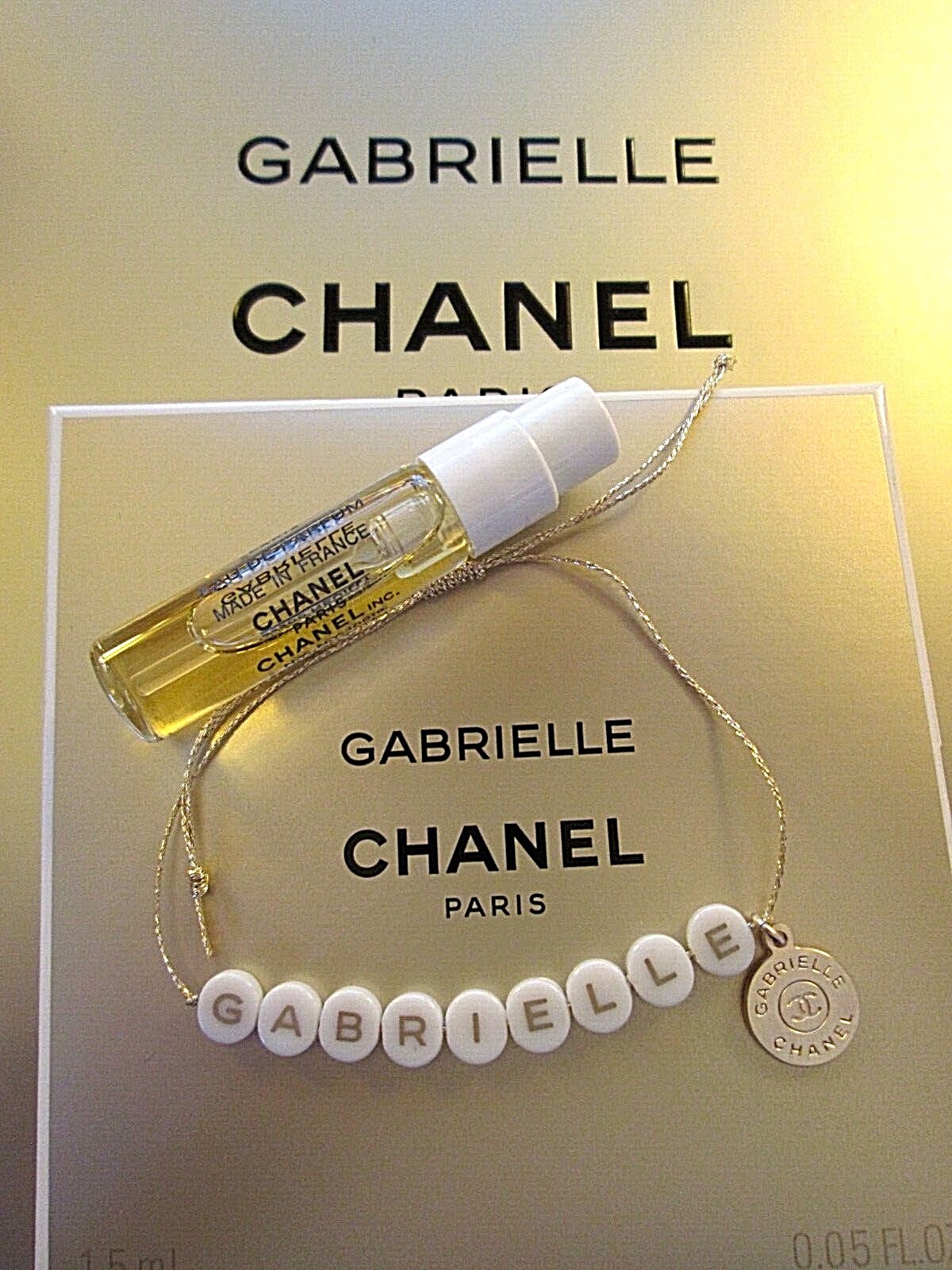 Chanel Gabrielle Adjustable Bracelet with CC Charm & Eau de Parfum Spray RARE