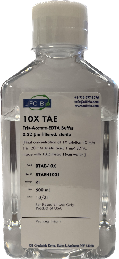 10X TAE Buffer 500mL - Sterile, 0.22um Filtered