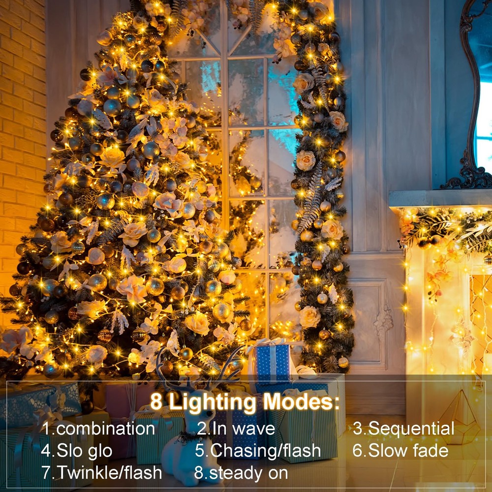 4 Pack Battery Christmas Light String 16.5ft 50 Led Clear Wire Sting Lights Chri