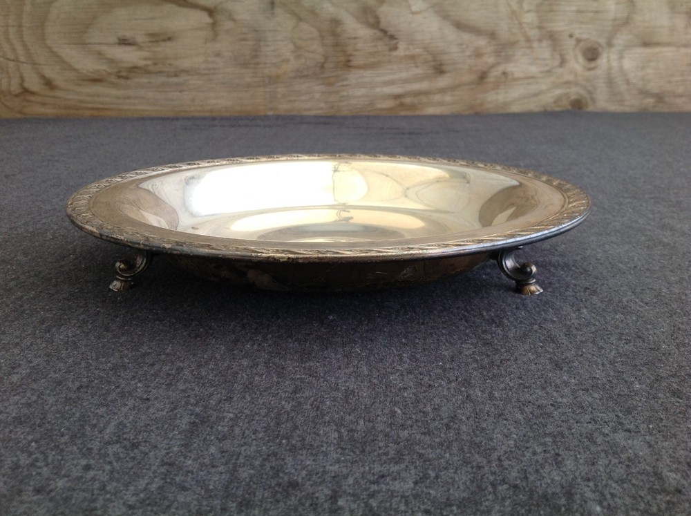 Footed Silverplate Round Serving Tray
