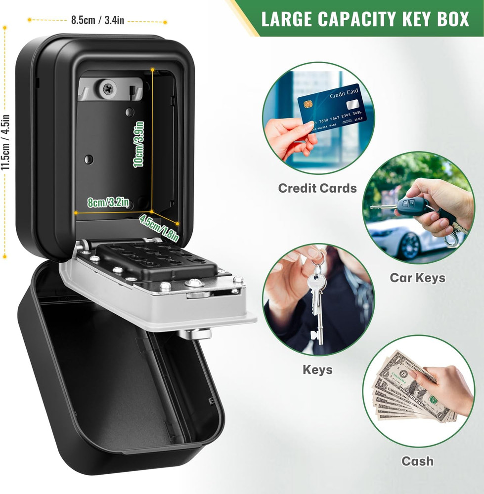 Lock Box for Keys with Code, Waterproof Key Boxs Wall Mount 12-Digit Keypad Lock