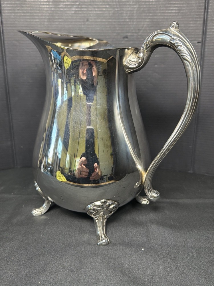 Sheridan Silverplate Pitcher Footed Ornate Handle