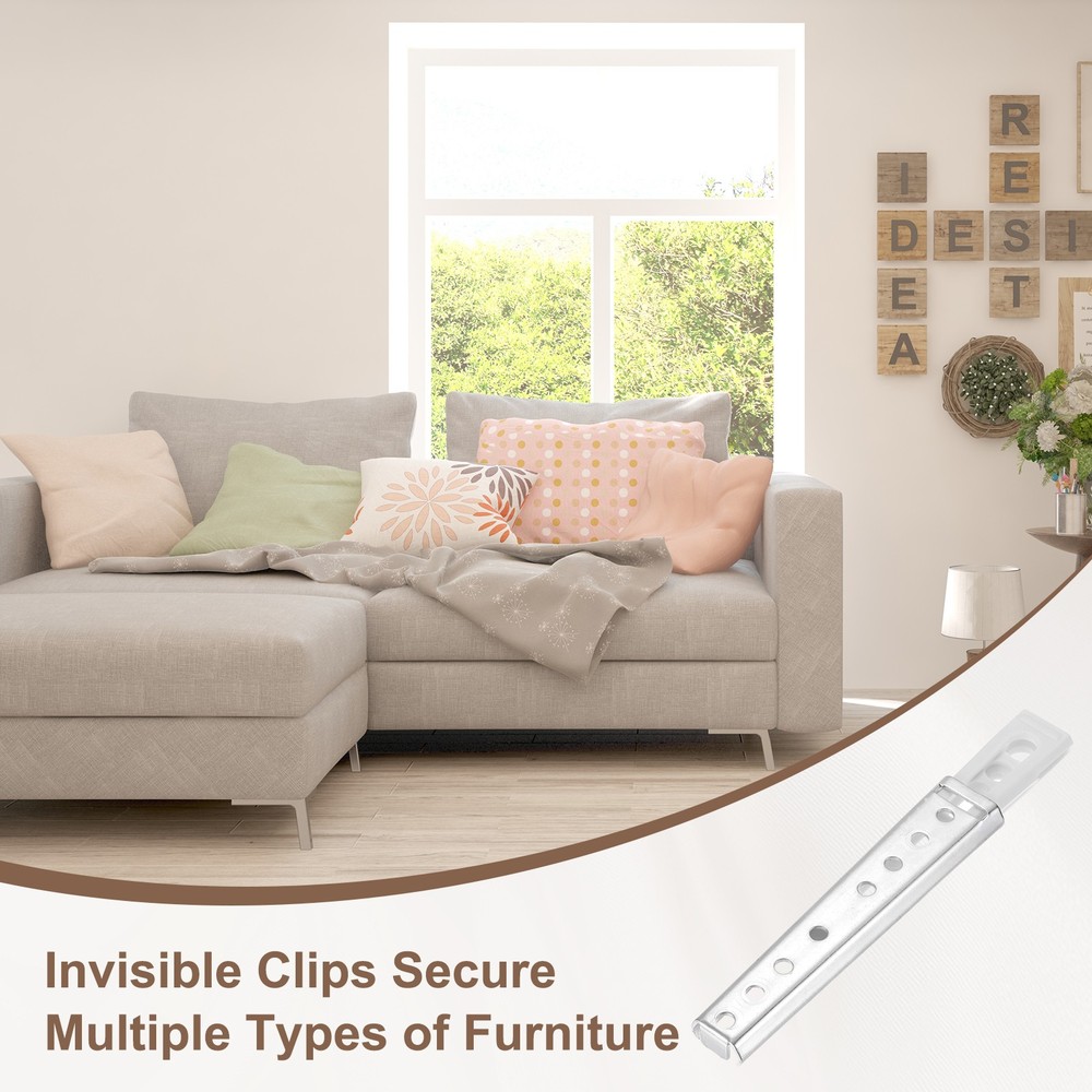 2Pcs Sectional Couch Connectors, Sofa Connector Bracket (152mm, Silver)