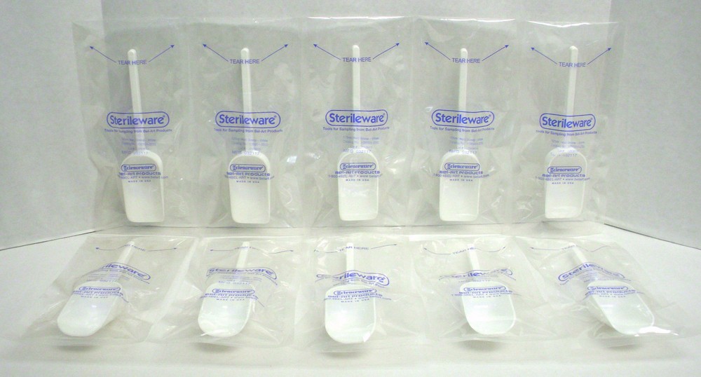 Sterileware Sterile Sampling Scoops Individually Wrapped 10 White 4 oz Scoops