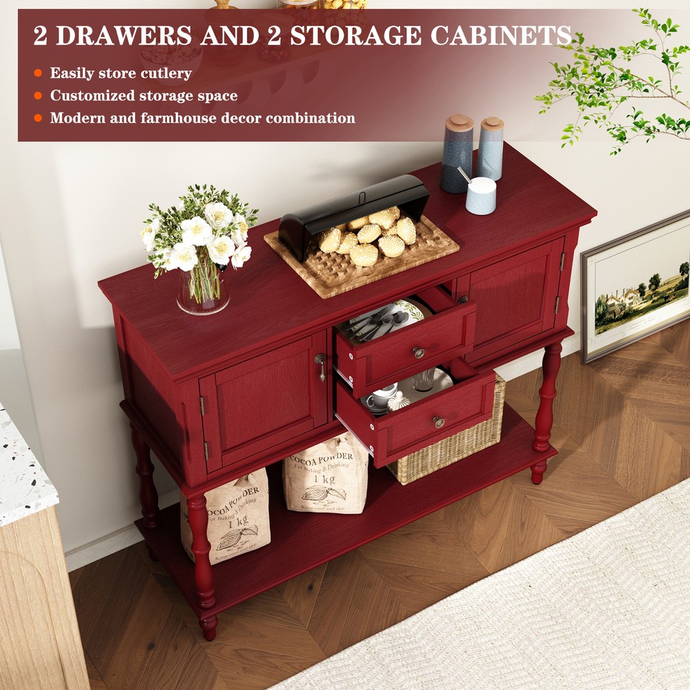 Kitchen Sideboard Storage Dining Buffet Cabinet Console Table with Shelf&Drawers