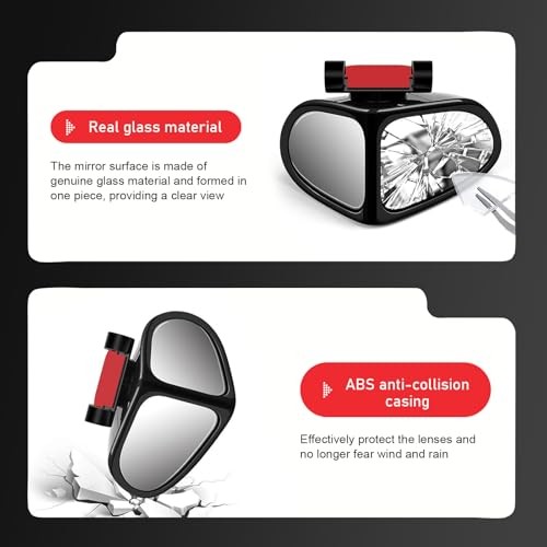 2 PCS Car Blind Spot Mirror, 360 Degrees Panoramic Adjustable Wide-angle