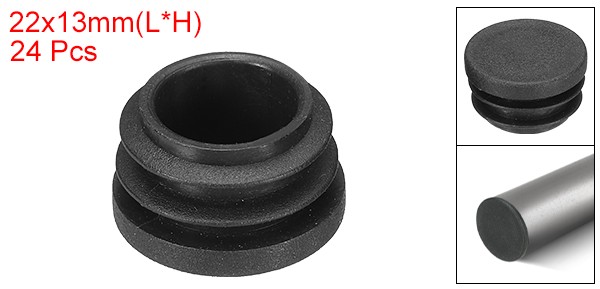 24Pcs 7/8"OD Plastic Tubing End Caps Round Hole Plug Insert Black