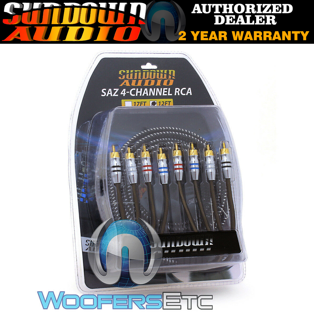 SUNDOWN AUDIO 12FT SAZ 4CHANNEL SOLID 100% OFC COPPER TWISTED RCA AMPLIFIER WIRE