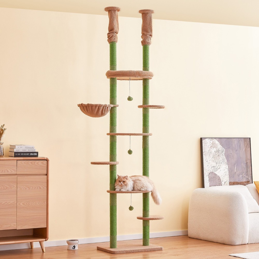 92.1"-101.6" Adjustable Multi-level Cat Tree Tower Activity Center Playing Rest.
