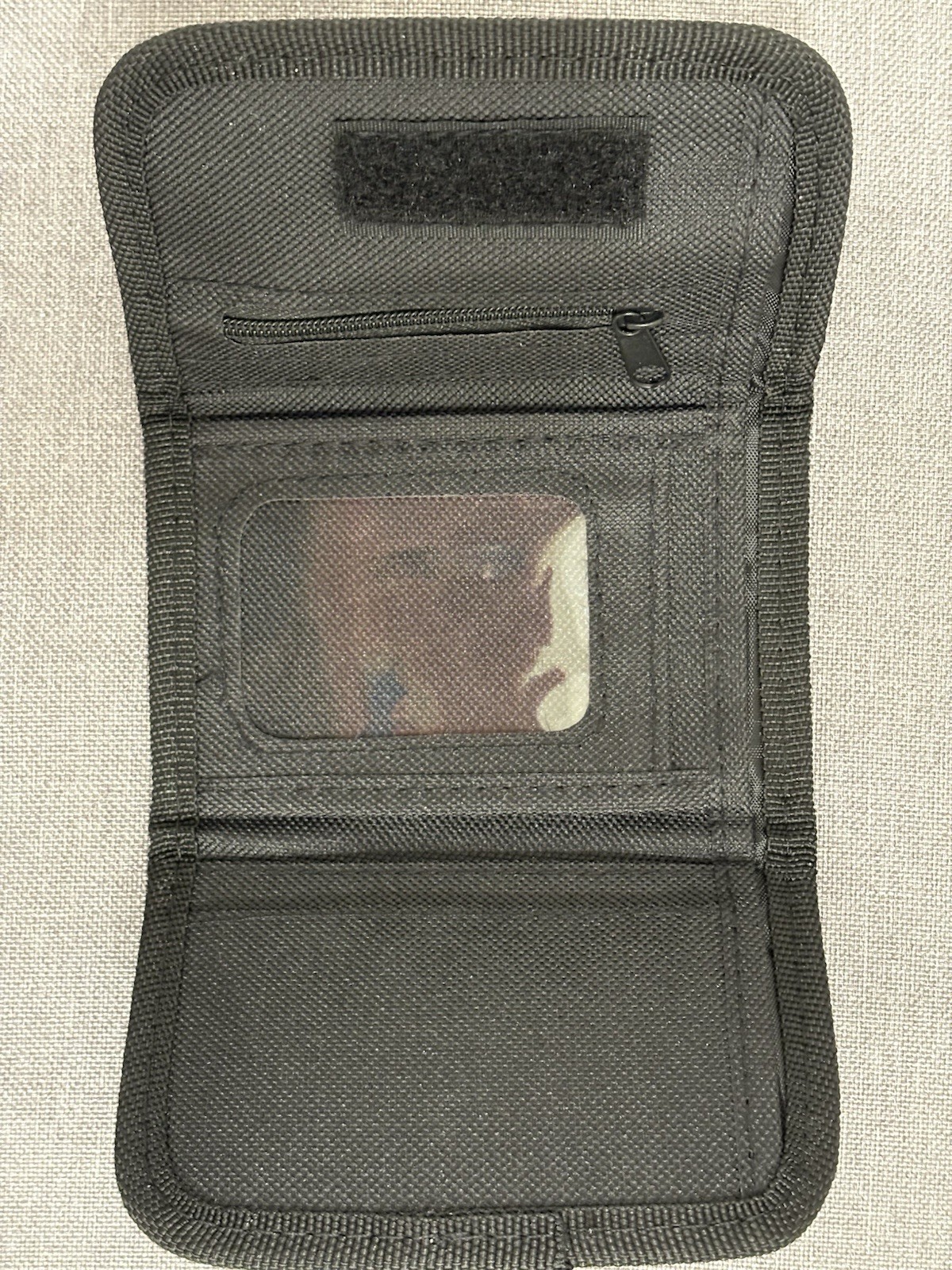 New Disney Mickey Mouse Black and Gold Canvas Trifold Wallet w/Zippered Pocket