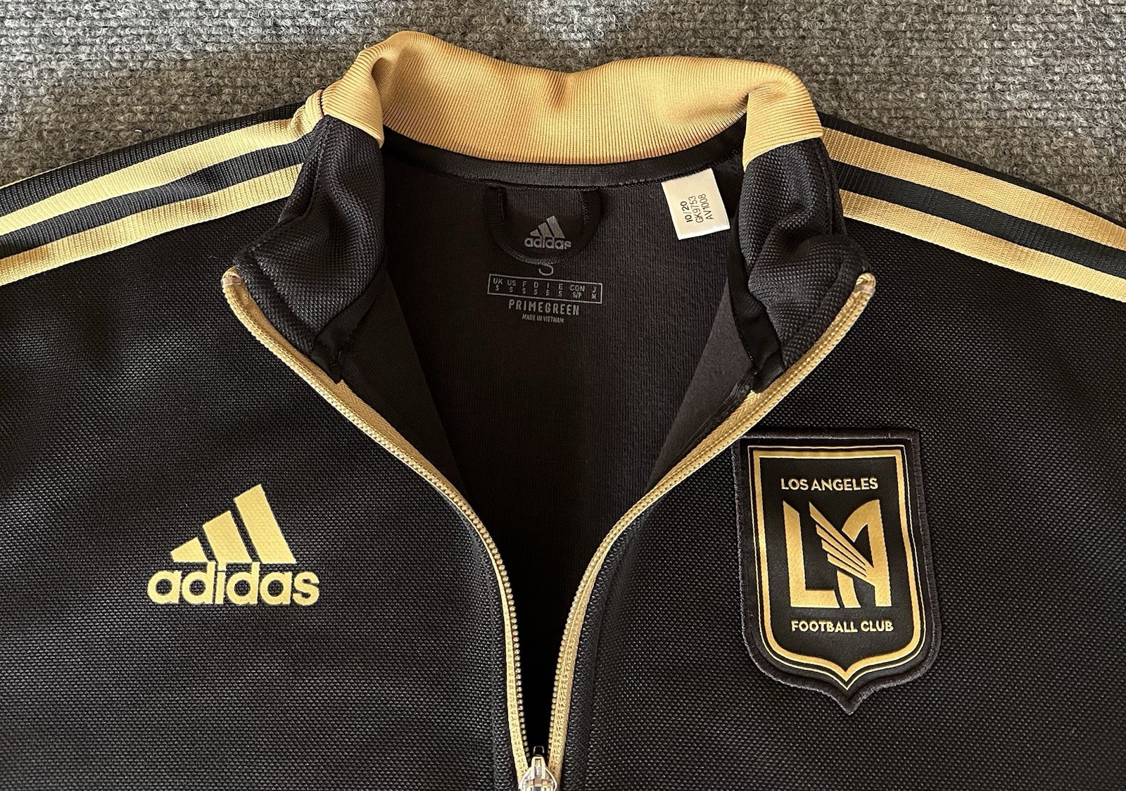 Los Angeles Football Club Mens Small Adidas Track Jacket Full Zip Black Gold