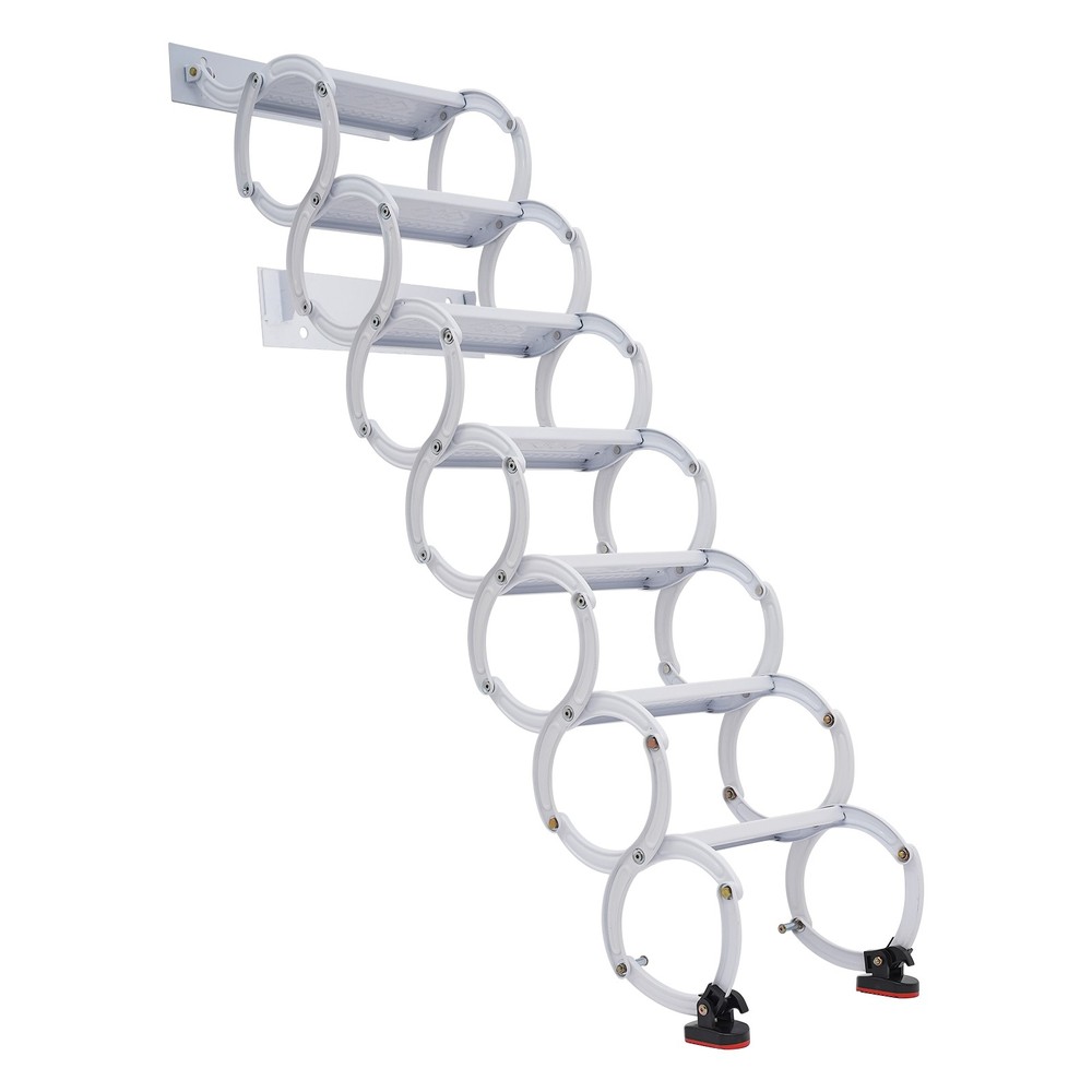 7 Steps Wall Mounted Retractable Ladder Pull Down Telescoping Step Ladders Attic