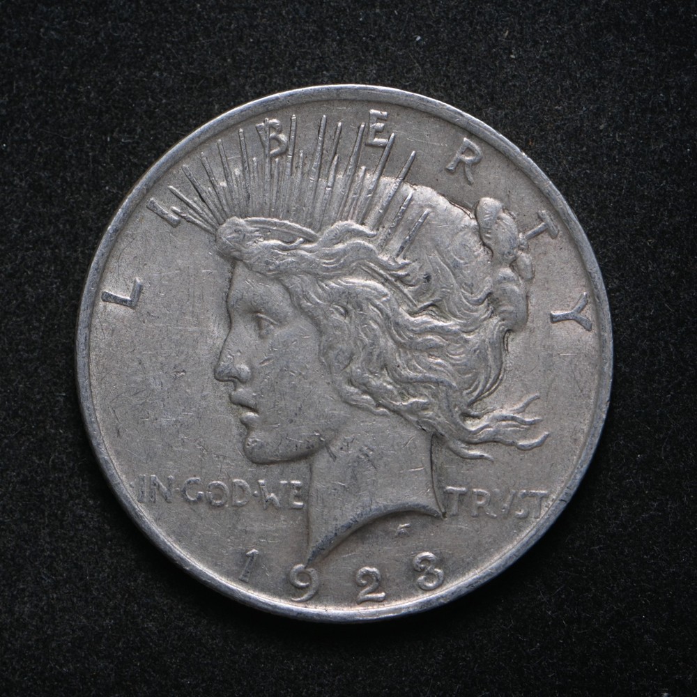 1923 Peace Silver Dollar Mint Error Struck through on Rev (cn16285)