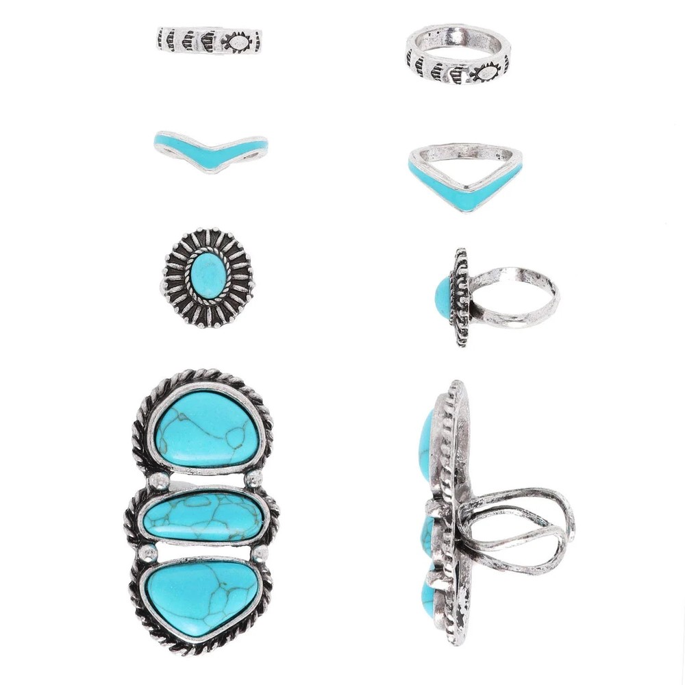 Assorted Western Theme 4 Pack Cuff Ring Set