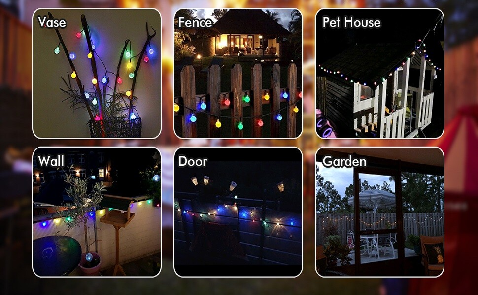 Solar String Lights Outdoor 25ft 40 Led String Lights 8 Modes Crystal Ball IP65