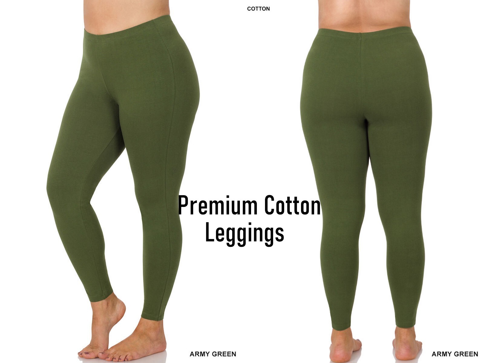 1X 2X 3X Athletic Fabric Wide Waist / Premium Cotton Long Yoga Leggings Pockets