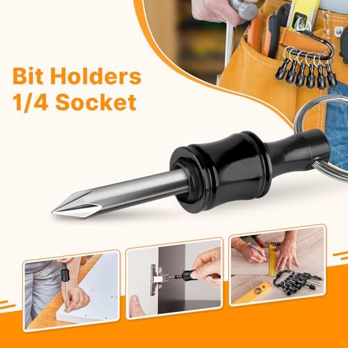 24PCS Keychain Bit Holder,Hex Drill Bit Holder for Impact Driver Drill