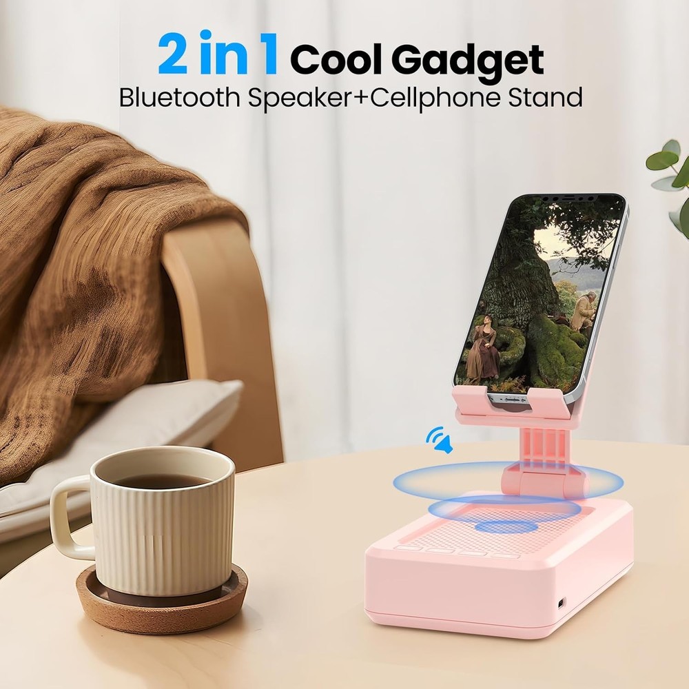 TechGlow Gift for Women Foldable Cellphone Stand with Bluetooth Speaker Wireless