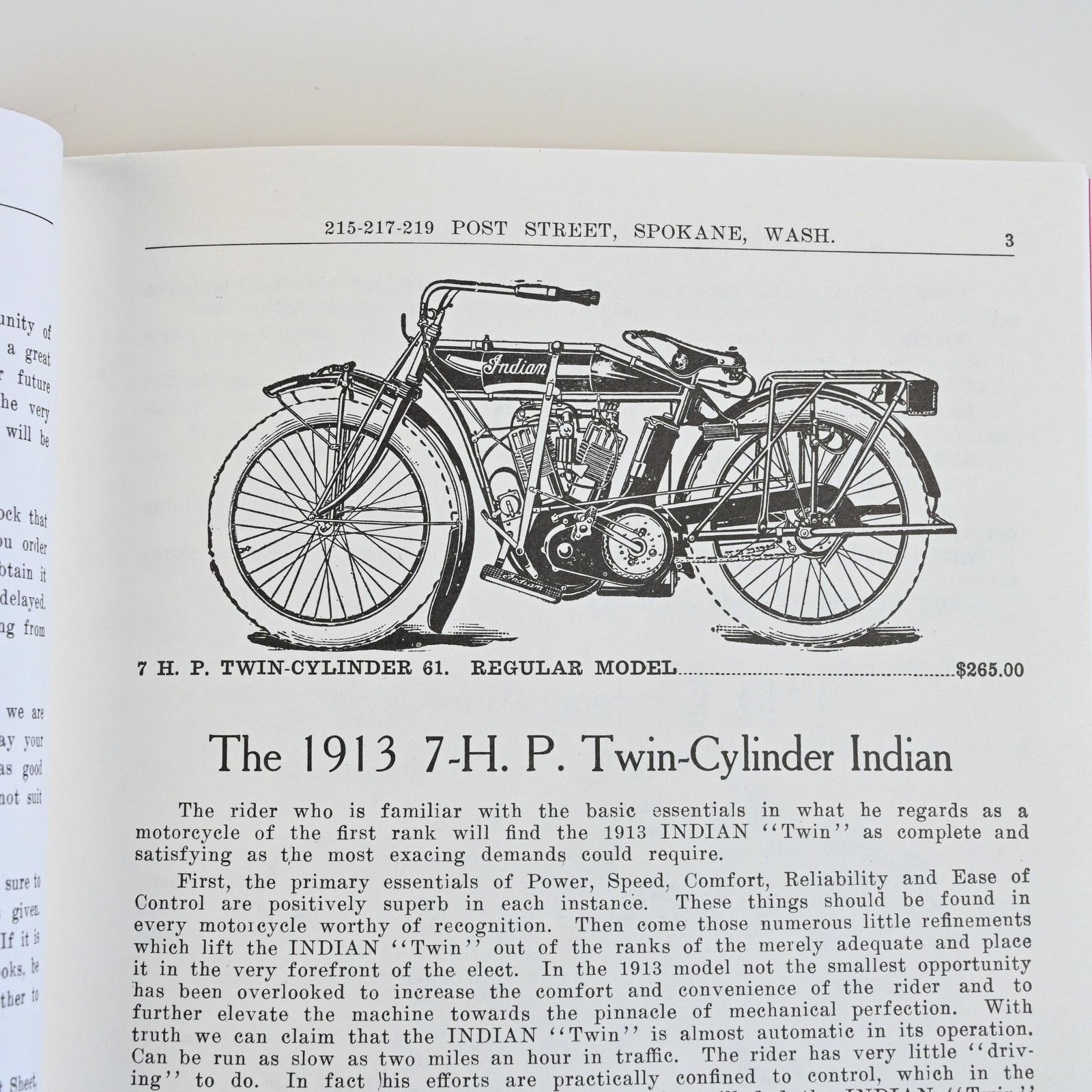 1913 Spokane Cycle Catalog Indian Excelsior Motorcycle - Antique Vintage Bicycle