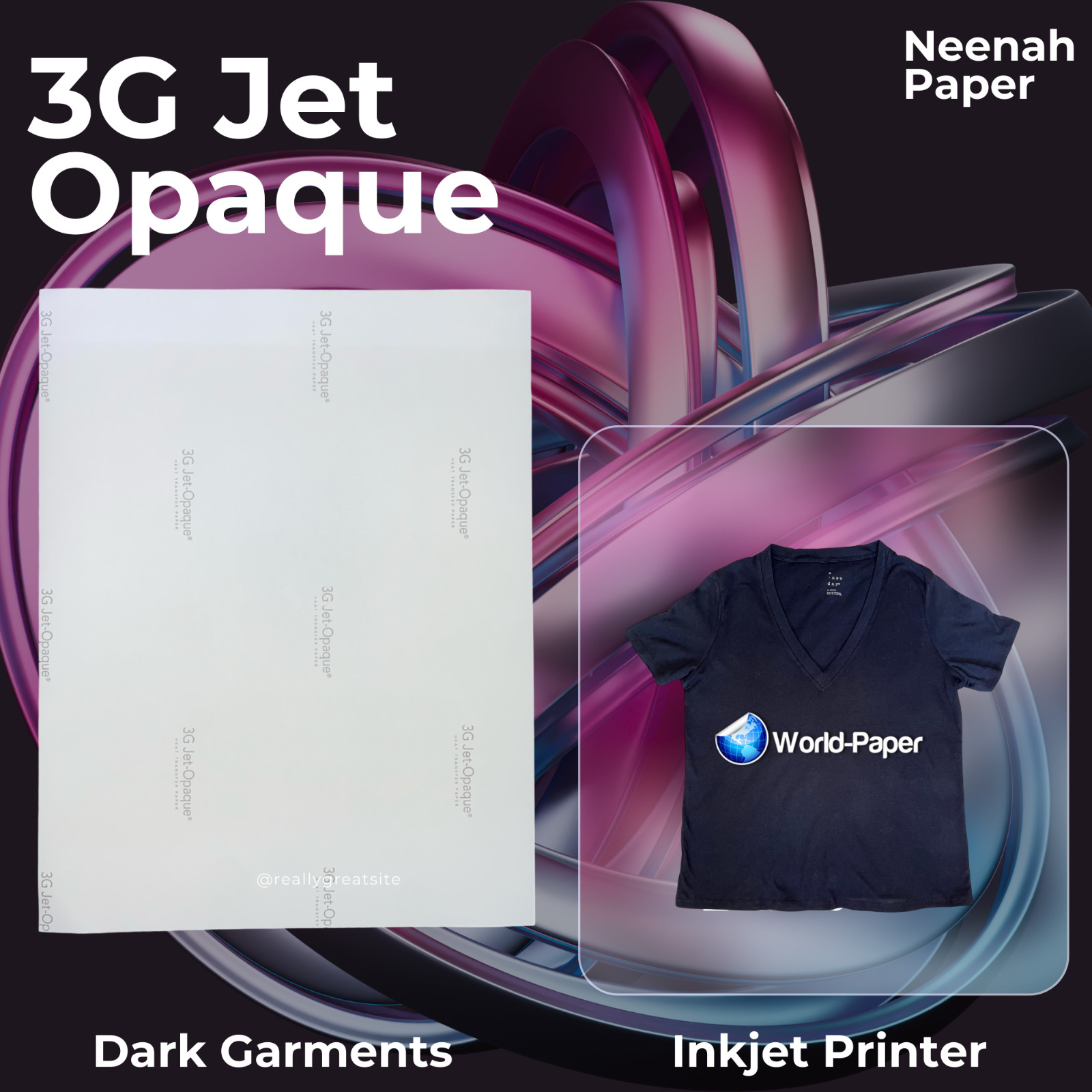 Neenah 3G Jet Opaque Heat Transfer Paper for Dark Colors 8.5x11 (25 sheets)