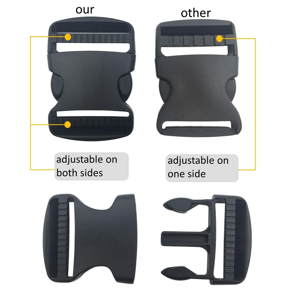 2 Inch Flat Dual Adjustable Plastic Quick Side Release Plastic Buckles 2 Set