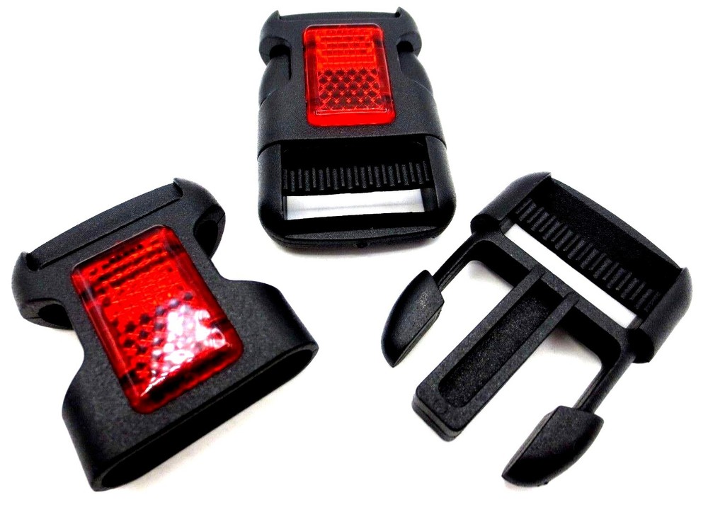 Reflective Buckle - Fits 1", 25mm Wide Webbing Strap - Durable Polyacetal!