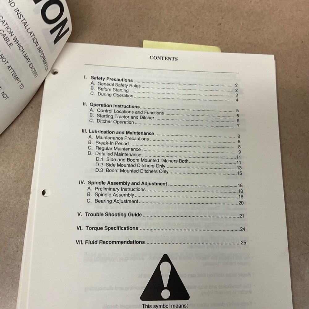 Tiger DITCHER MOWER OPERATION MAINTENANCE MANUAL GUIDE DITCH CUTTER OPERATOR