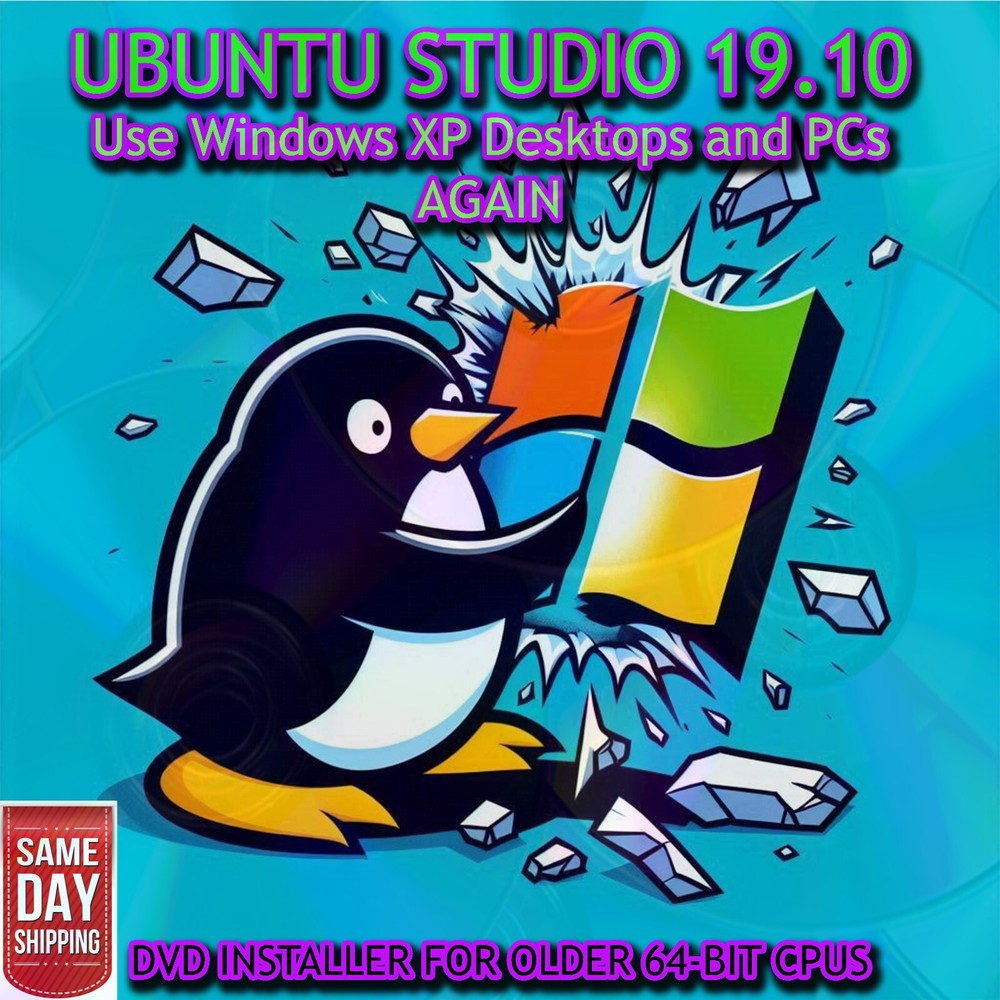 Ubuntu Studio 19.10 Installer DVD - Perfect for Older 64-Bit Computers! Secured