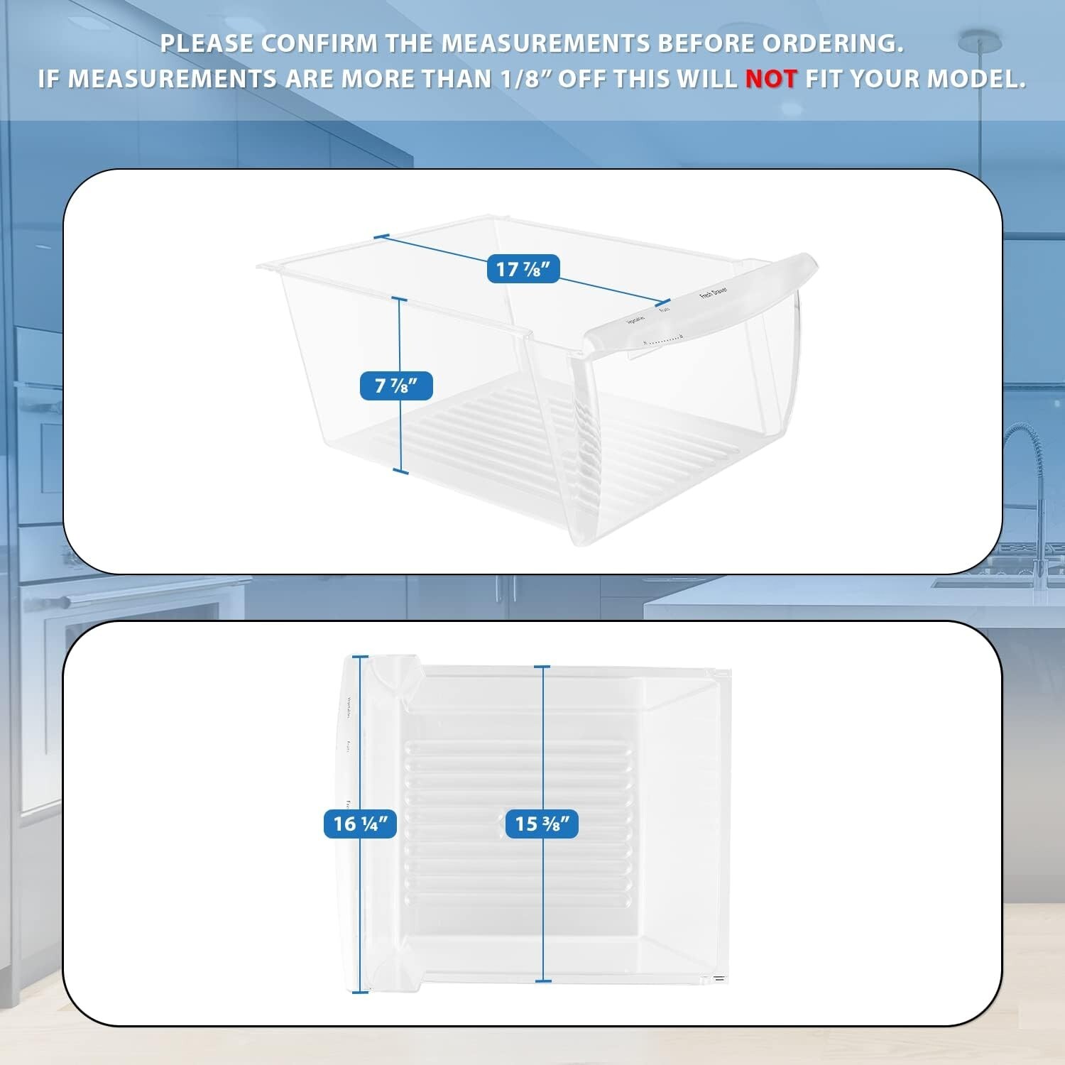 Upper Crisper Pan Compatible with Frigidaire Refrigerator 240351061