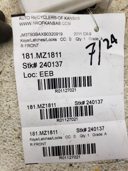 CX-9 2011 Keys/Latches/Locks 1127021