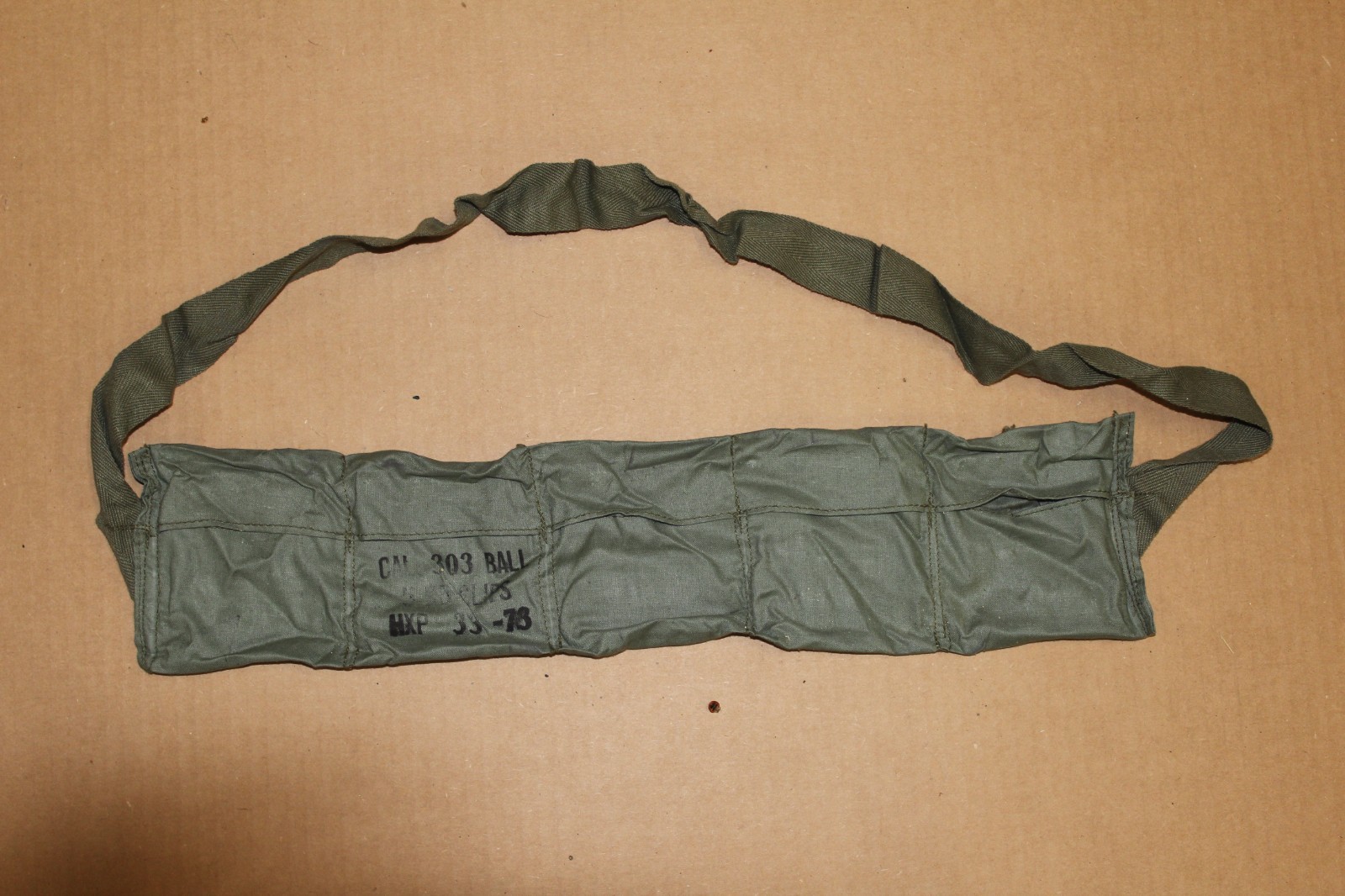Enfield rifle cotton 50 rd 5 pocket .303 bandolier #BING21
