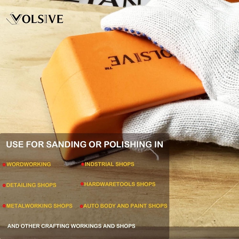 7pcs Hand Sanding Block Set, Rectangle Handheld Sanding Pad, Hook and Loop