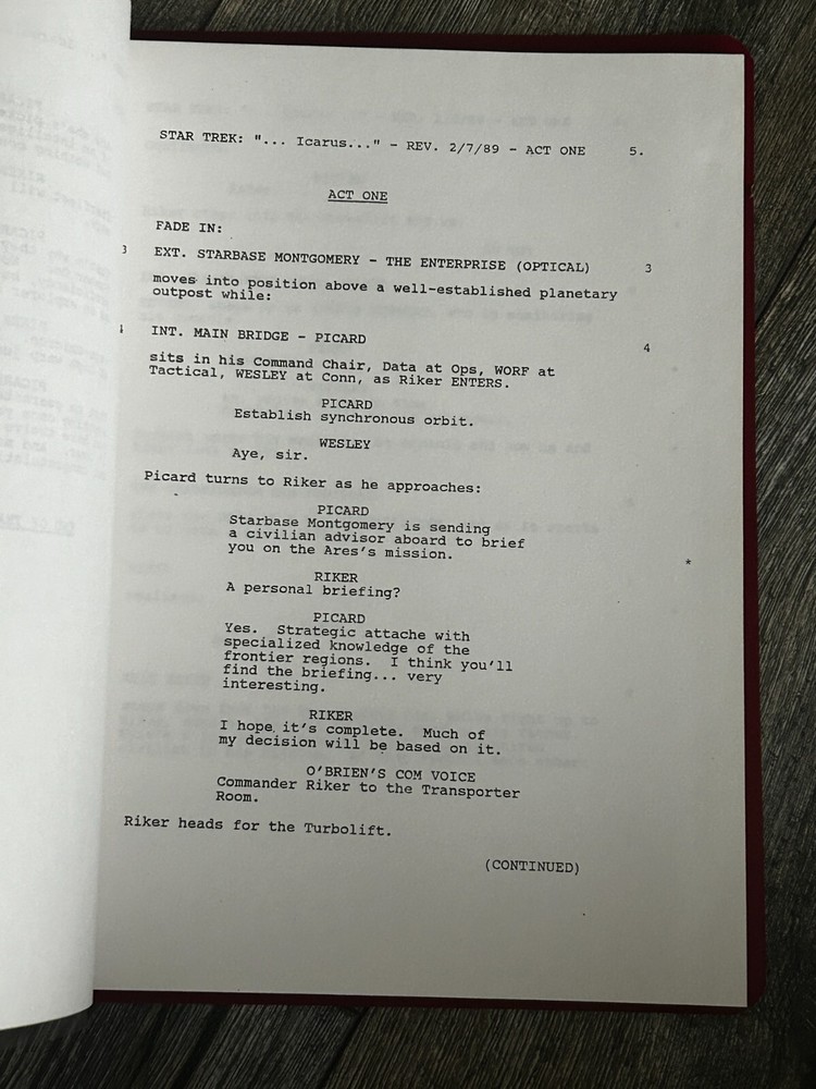 STAR TREK Script The Next Generation The Icarus Factor 2nd Revision Final Draft