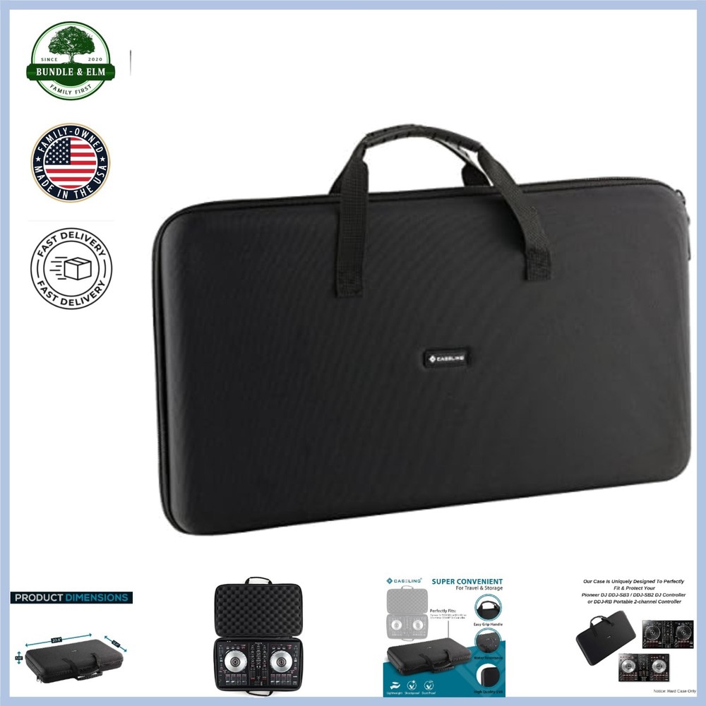 Compact Hard Shell Case for DJ Equipment, Fits 2-Deck Controllers, Travel Ready