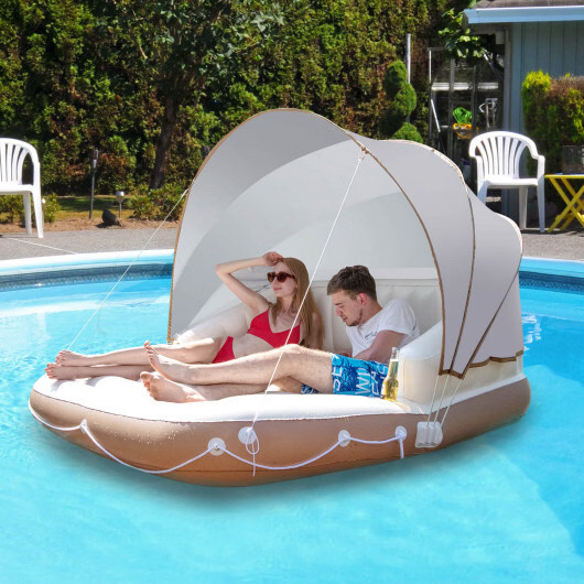 Inflatable Pool Float Lounge Swimming Raft - Color: White