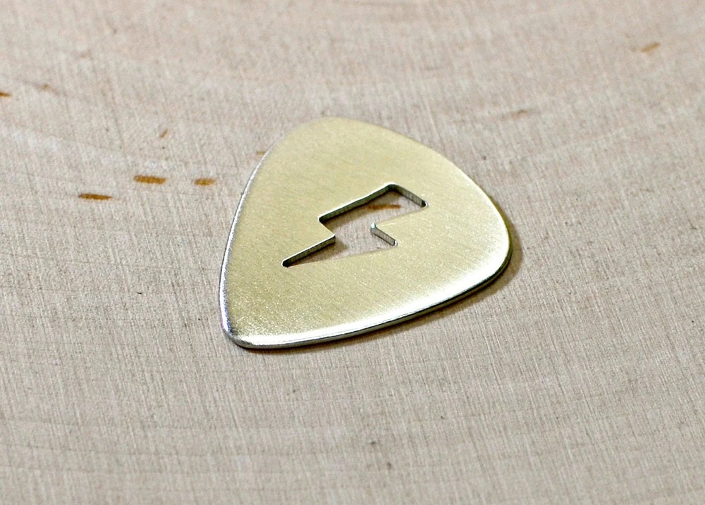 Electric lightening bolt sterling silver guitar pick