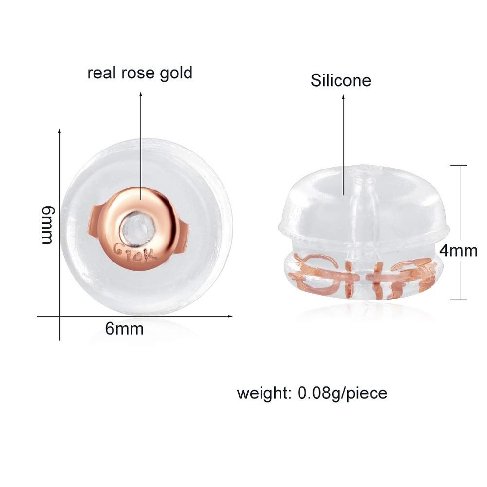 14K Rose Gold Earring Backs Silicone Secure Replacements