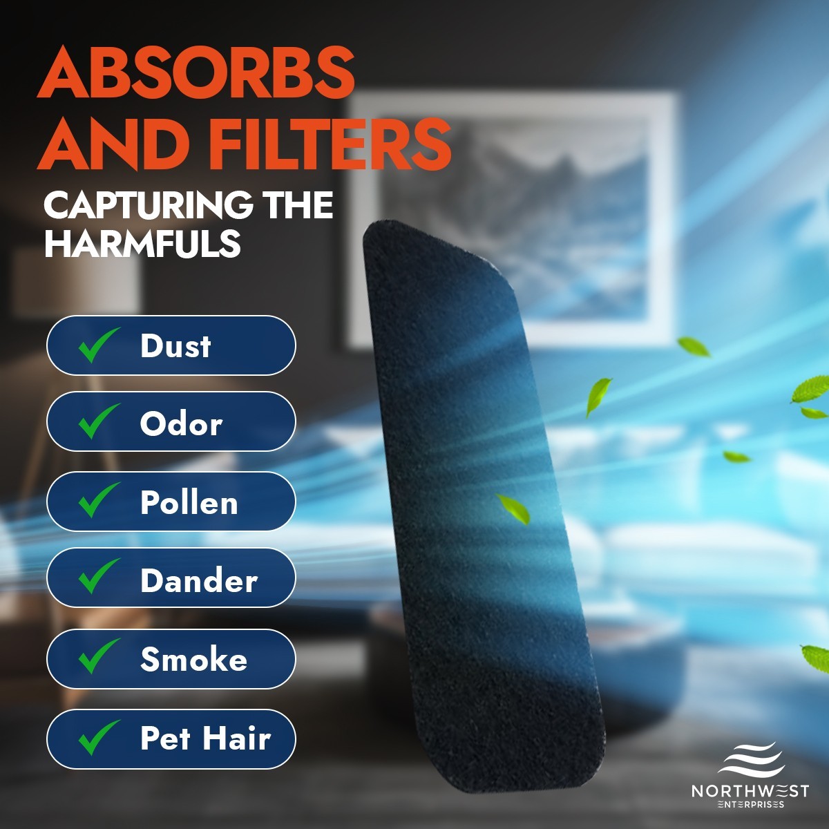 Ceiling Fan Filters - Charcoal Ceiling Fan Filters for Blades - 15 pack