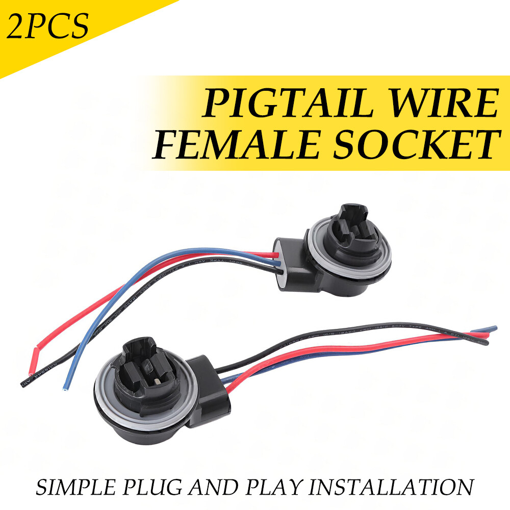 Turn Signal Brake Tail Light Wire Harness for 3157 4157 Type Socket LED Bulb 2PC