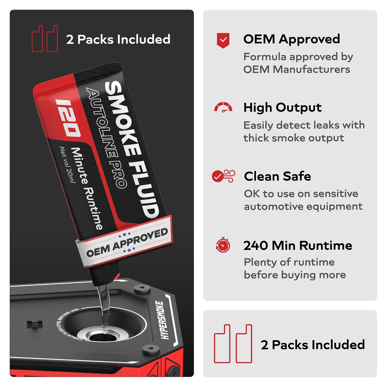 AutoLine Pro HyperSmoke™ Automotive Smoke Machine EVAP Vacuum Leak Tester