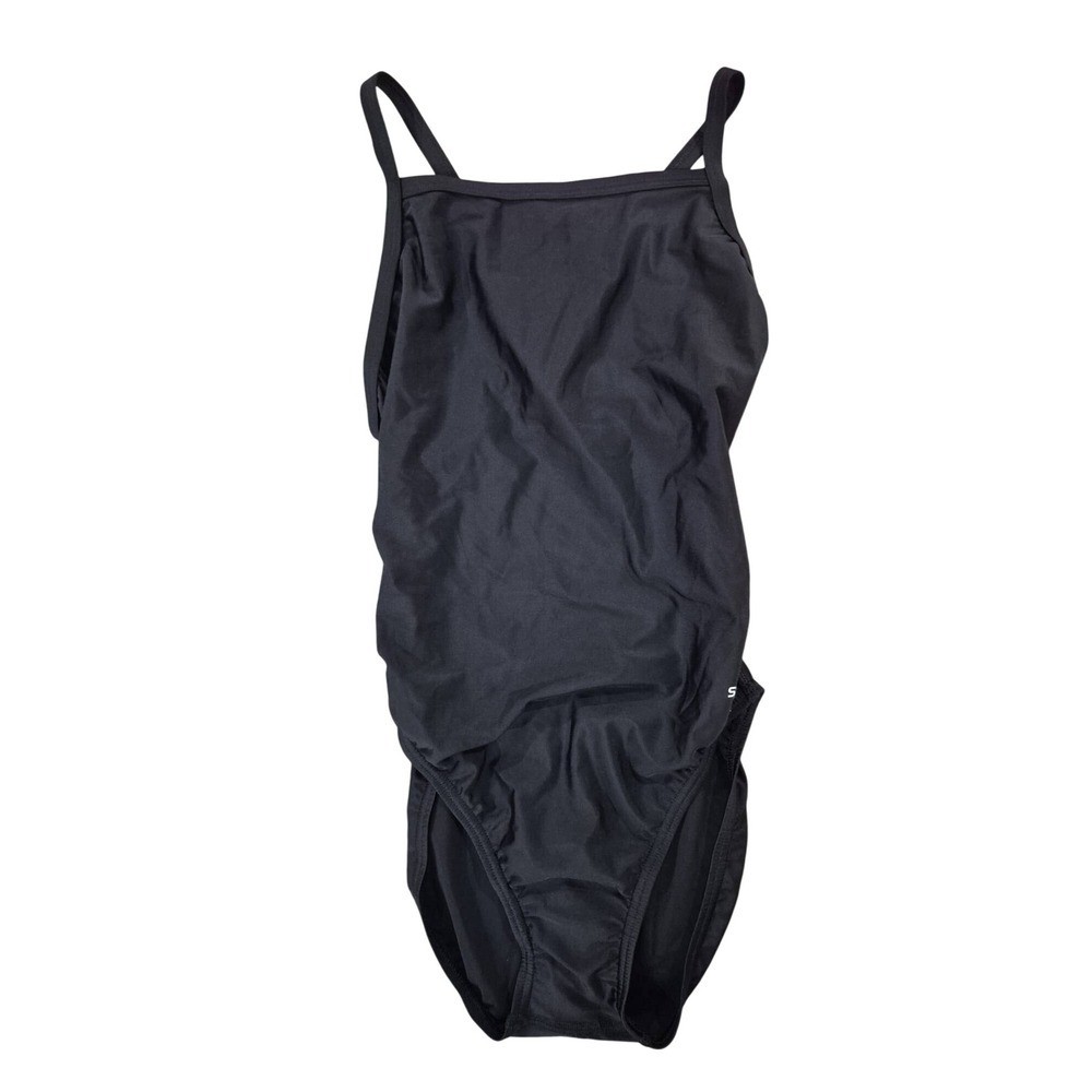 Speedo womens Powerflex Flyback Solid Adult Black Size 10/36