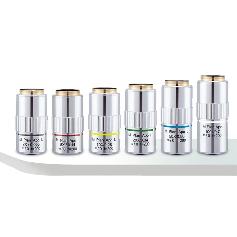 M26 95mm Visible LWD M Plan APO Metallurgical Microscope Objective Lens 2X-50X