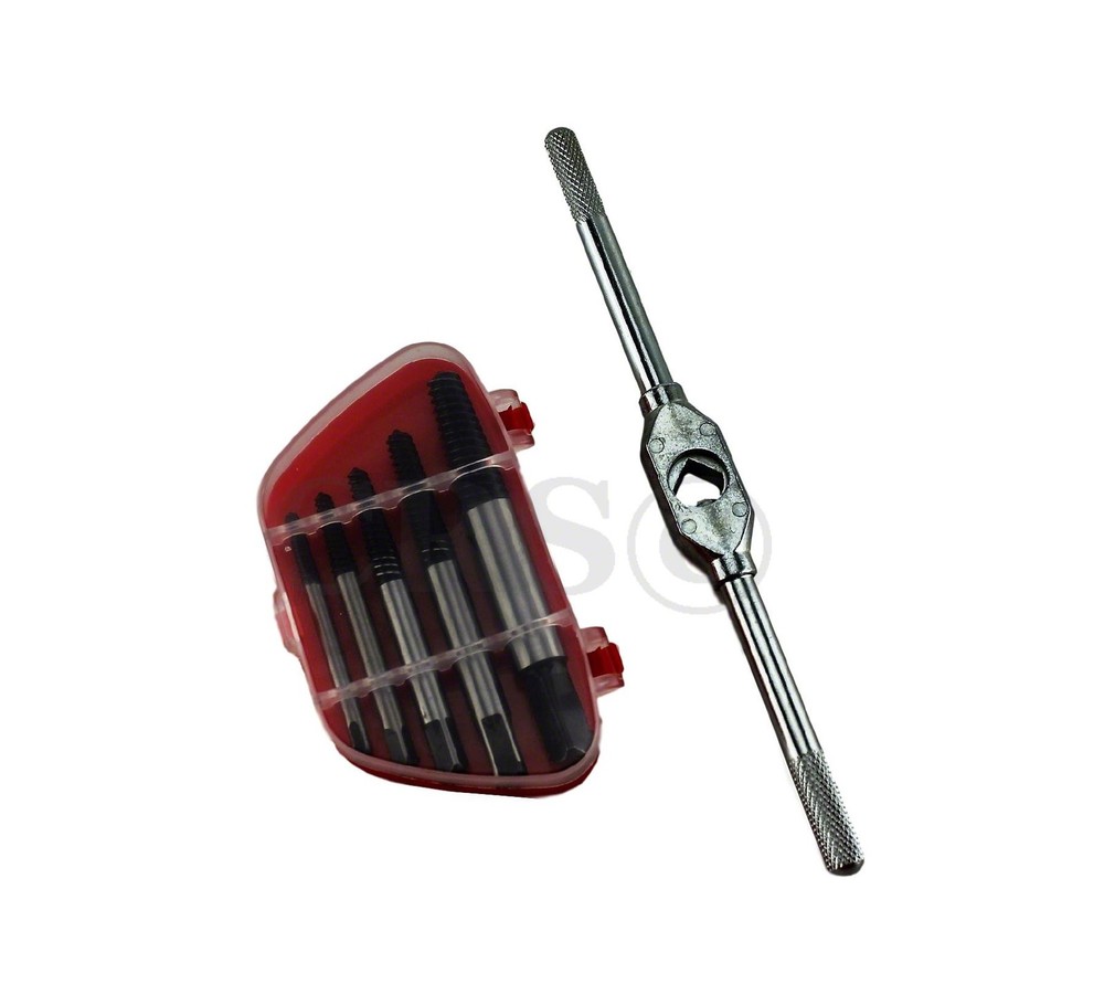 7pc BROKEN BOLT STUD SCREW REMOVER EXTRACTOR KIT REVERSE THREAD WITH TAP WRENCH