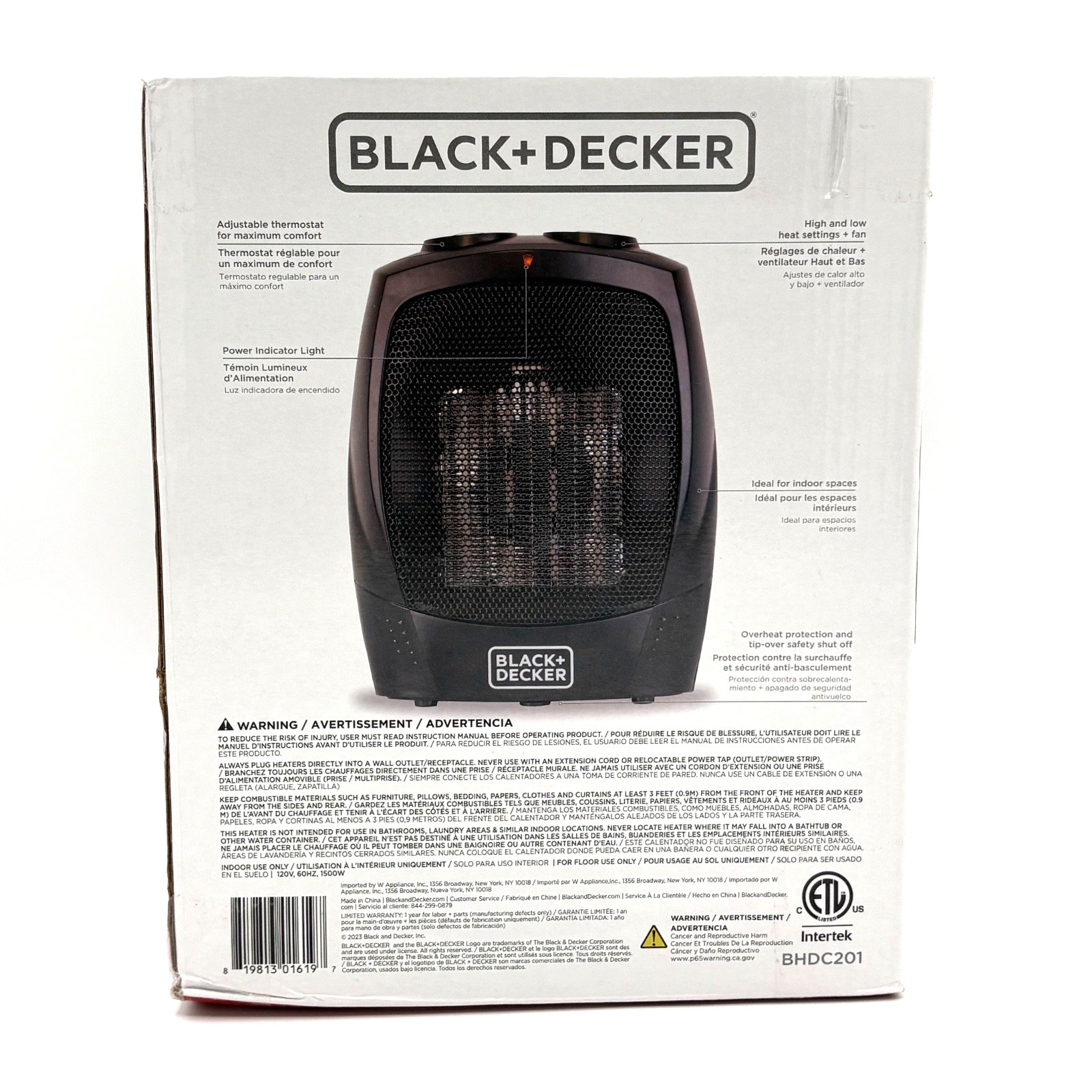BLACK+DECKER Portable Space Heater 1500W Room Heater Black