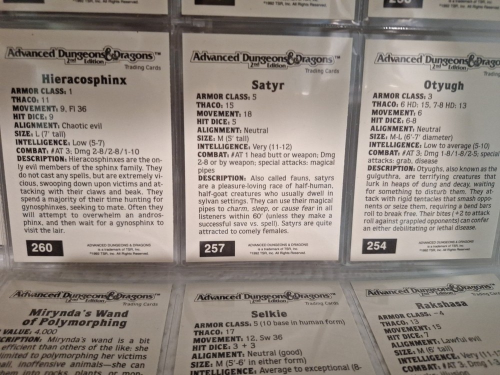 18 Dungeons And Dragons Cards. 1992