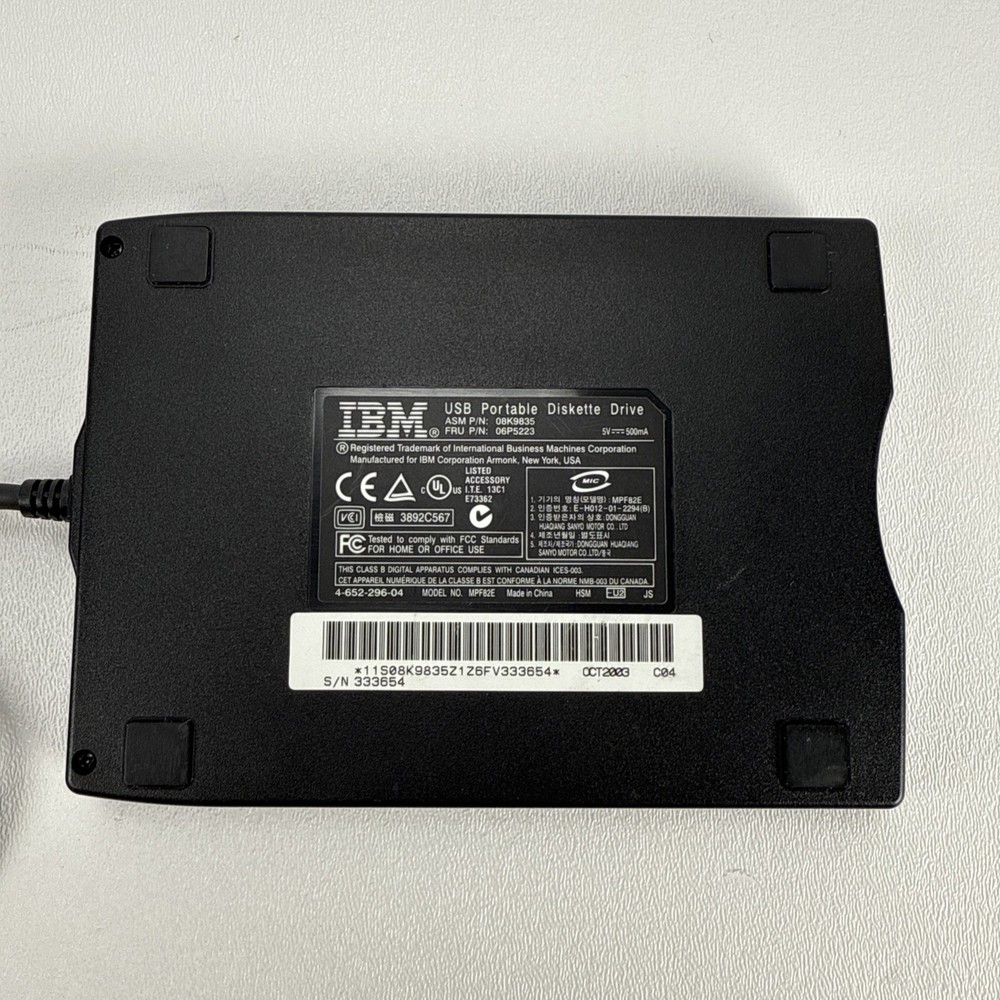 IBM Portable USB External Floppy Diskette Drive MPF82E UNTESTED - READ